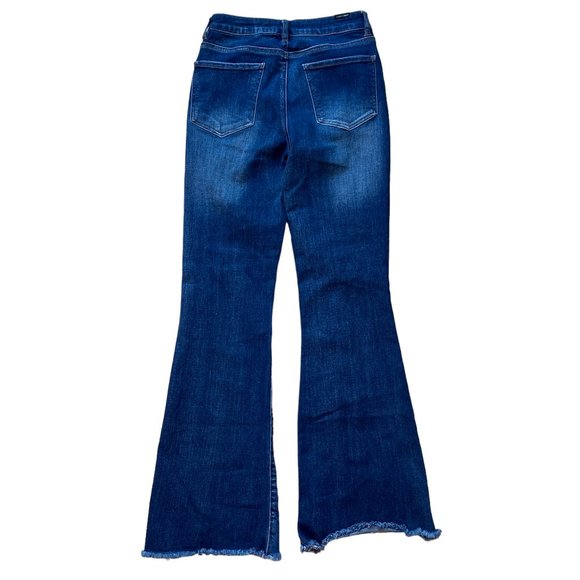 Almost Famous Flare Jeans Distressed Holey Raw Hem Hippie Boho Retro Grunge-3 - Picture 8 of 15